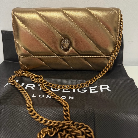Kurt Geiger Handbags - Kurt Geiger Metallic Gold Quilted Clutch